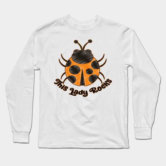 Cute Ladybug Design - This Lady Rocks Long Sleeve T-Shirt by Animal Specials